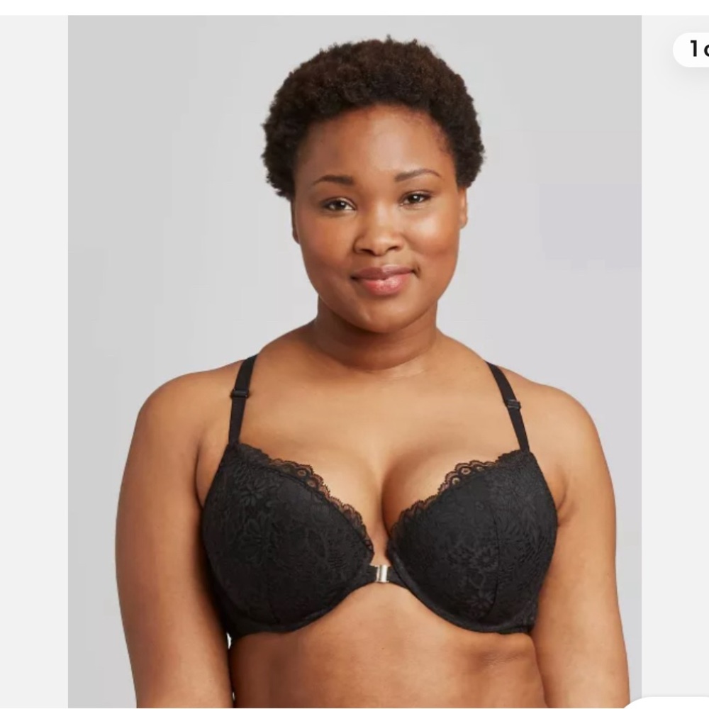 Racerback Plunge Coverage Push Up Bra - Auden Radiant Black 38DD.